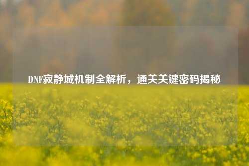 DNF寂静城机制全解析，通关关键密码揭秘