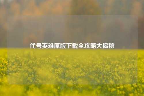 代号英雄原版下载全攻略大揭秘